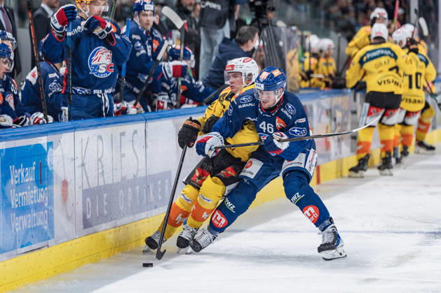 September 15, 2026, Zurich, Swiss Life Arena, National League: ZSC Lions vs. SC Bern, 46 Dean Kukan (ZSC), 64 Mats Alge (Bern), Zurich, Swiss Life Arena, Zurich, Switzerland Copyright: xJustPictures.ch StefanxEmchx jp-de-StEm-DSC0182420260915