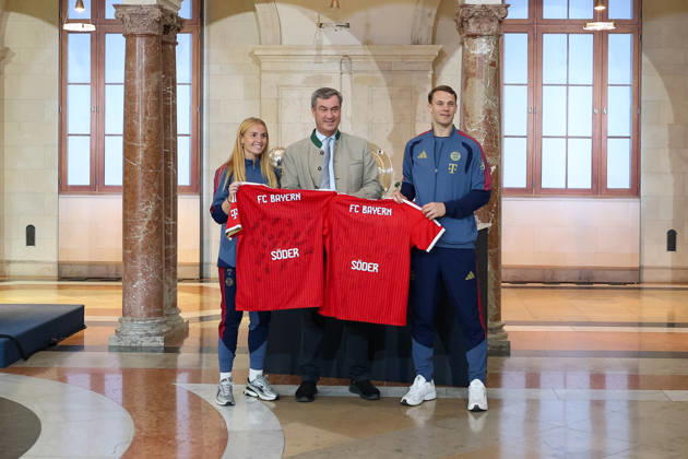 Football: Reception for the FC Bayern Munich teams hosted by Markus Söder