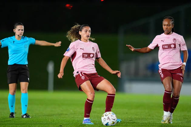 September 19, 2026, Valdebebas, Madrid, Spain: Marta Mascarell Constantino of VCF Femenino passes the ball during the Spanish Women League, Liga F, football match between Real Madrid and Valencia CF at Alfredo Di Stefano stadium on September 19, 2026, in Valdebebas, Madrid, Spain. Real Madrid V Valencia CF - Liga F  - ZUMAa181 20260919_zaa_a181_351 Copyright: xDennisxAgyemanx