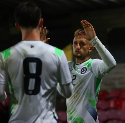 2027 UEFA Under 21 European Qualifier, Munster FA Turner s Cross, Cork 29 9 2026 Republic of Ireland U21, U 21 vs Kazakhstan U21 Ireland s Sam Curtis celebrates with team mates after he scores his sides 3rd goal of the match Sam Curtis celebrates with team mates after he scores his sides 3rd goal of the match 29 9 2026  Copyright: xx R1594471