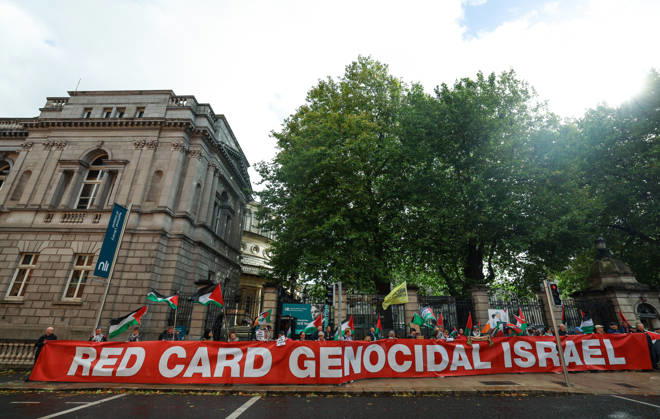 Football, Nations League, protest in Dublin ahead of the match against Israel