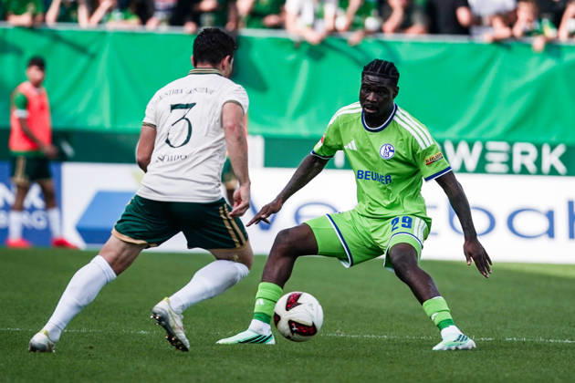Soccer Austria Friendly Match 2025 2026 03 10 2026 SC Austria Lustenau vs. FC Schalke 04 SUN MINIMEAL Arena Lustenau, Austria Danilo Soares Austria Lustenau, Junior Dina Ebimbe Schalke 04 Copyright: xLUKAxKOLANOVICx