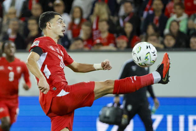 Zeki Amdouni Switzerland, 10 on the Ball, Switzerland, UEFA, Nations League, Matchday 3, Switzerland vs. Slovenia, October 3, 2026, Lucerne Swissporarena, Switzerland Copyright: xGrantxHubbsx
