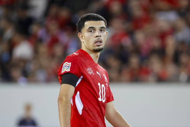 Zeki Amdouni Switzerland, 10 on the Ball, Switzerland, UEFA, Nations League, Matchday 3, Switzerland vs. Slovenia, October 3, 2026, Lucerne Swissporarena, Switzerland Copyright: xGrantxHubbsx