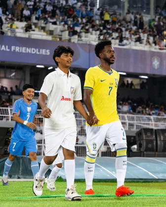 KOLKATA, INDIA - OCTOBER 3: Vinicius Junior of Brazil looks on during friendly match between India and Brazil at the Vivekananda Yuba Bharati Krirangan (VYBK) Stadium in Kolkata, India on 3rd October, 2026 Copyright: xUnnatixNaidux Sportspressphoto_SPR245018