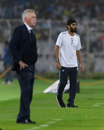 KOLKATA, INDIA - OCTOBER 3: Khalid Jamil Head Coach of India looks on during friendly match between India and Brazil at the Vivekananda Yuba Bharati Krirangan (VYBK) Stadium in Kolkata, India on 3rd October, 2026 Copyright: xUnnatixNaidux Sportspressphoto_SPR245240