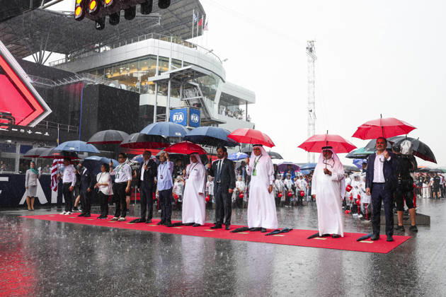 F1 - BAHRAIN GRAND PRIX IN MALAYSIA 2026 DOMENICALI Stefano (ita), Chairman and CEO Formula One Group FOG, BEN SULAYEM Mohammed (uae), President of the FIA, portrait, national anthem ceremony during the 2026 Formula 1 Bahrain Grand Prix in Malaysia, 16th round of the 2026 Formula One World Championship, WM, Weltmeisterschaft from October 2 to 4, 2026 on the Sepang International Circuit, in Sepang, Malaysia - SepangMalaysia Copyright: xANTONINxVINCENTx