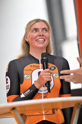 Cycling and Coffee - Lotto Intermarche - Charles Liegeois THIMISTER, BELGIUM - OCTOBER 04 : Vervloet Sterre (NED) of Lotto Intermarche Ladies during the Cycling and Coffee - Lotto Intermarche - Charles Liegeois Fan Day on October 4, 2026 in Thimister, Belgium, 04 10 2026 ( Thimister Belgium Copyright: xSesx