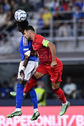 Mg Bologna 05 10 2026 - Nations League Italia-Turchia foto Matteo Gribaudi Image nella foto: Issa Doumbia-Zeki Celik 