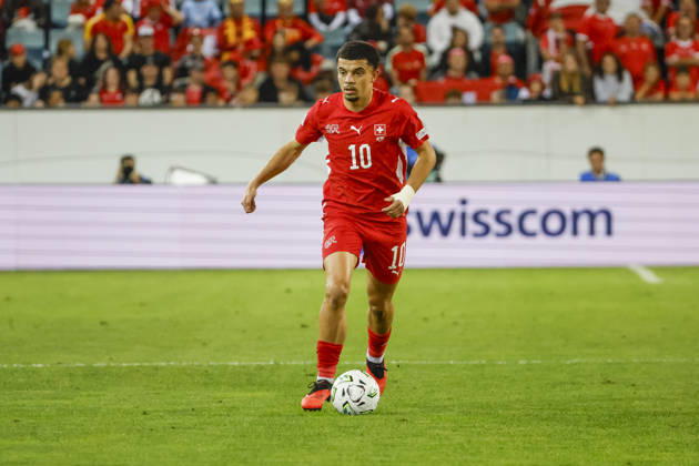 Zeki Amdouni Switzerland, 10 on the Ball, Switzerland, UEFA, Nations League, Matchday 4, Switzerland vs. North Macedonia, October 6, 2026, Lucerne Swissporarena, Switzerland Copyright: xGrantxHubbsx