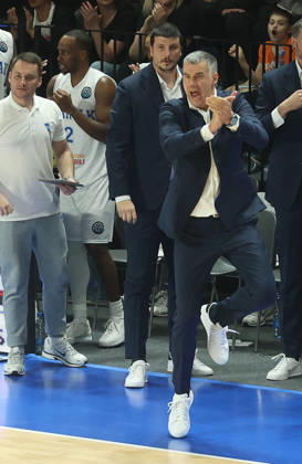 07.10.2026 Subotica(Serbia) KK Spartak Subotica-SC Rasta Vechta men s Basketball Champions Leaugue Vladimir Jovanovic(D R) Spartak coach :