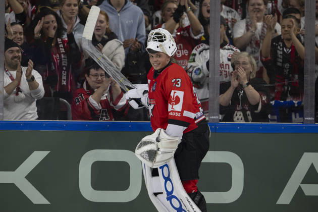 CHL Cologne Sharks vs. Herning Blue Fox, Cologne, October 7, 2026; Nico Wiens, Cologne Sharks, goaltender, 33; CHL Cologne Sharks vs. Herning Blue Fox on October 7, 2026, at the Lanxess Arena in Cologne, Germany Copyright: xBEAUTIFULxSPORTS AndreasxDickx