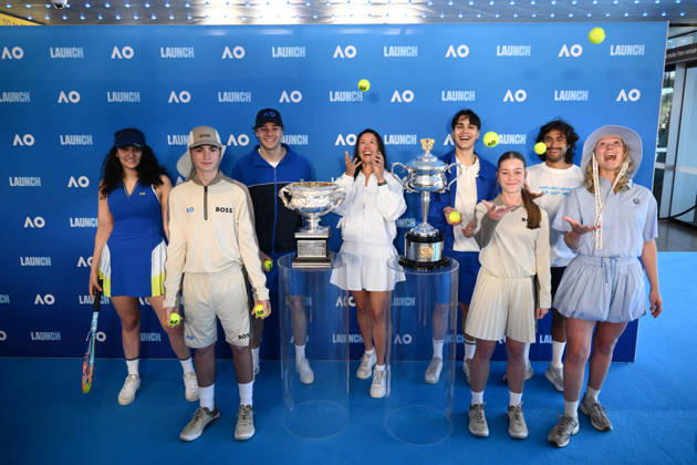 TENNIS AUSTRALIAN OPEN LAUNCH, Ball kids and guests pose for a photo during the launch of the 2027 Australian Open tennis tournament, in Melbourne, Thursday, October 8, 2026. ( NO ARCHIVING MELBOURNE VICTORIA Australia  Copyright: xJOELxCARRETTx 20261008148852257906