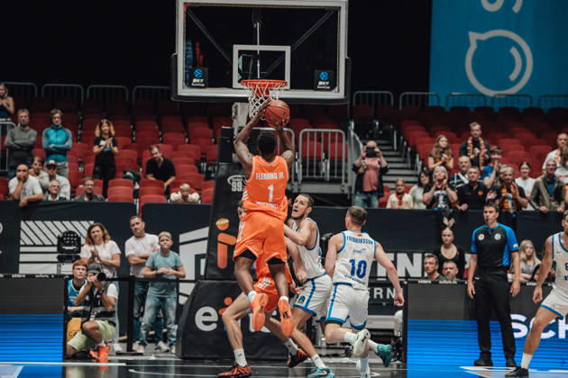 Game Day 2 of the Basketball Eurocup: Niners Chemnitz vs. Klaipedos Neptunas, October 7, 2026, starting at 7:00 p.m., Chemnitz, Chemnitz Arena. In Photo 01: Phlandrous Fleming Jr., 10 Elvar Fridkriksson, Matchday 2 of the Basketball Eurocup: Niners Chemnitz vs. Klaipedos Neptunas, Chemnitz, Saxony, Germany Copyright: xEHLxMedia MichelxKöhlerx 20262709-Niners-Chemnitz-Klaipeda-Neptunas-096