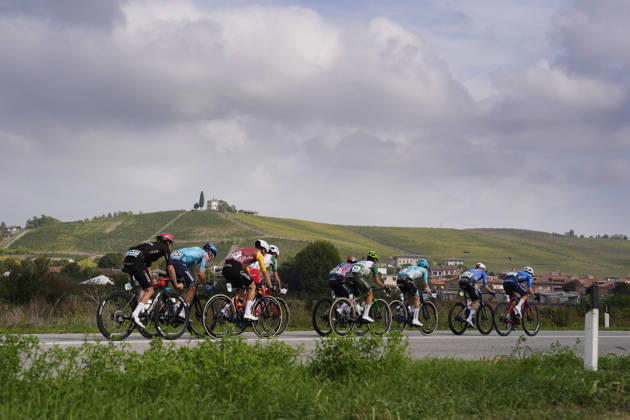 The pack rides during the 110th edition of the Gran Piemonte 2026 a 185 km one day race from Asti to Bra on October 08, 2026, Italy. Copyright: xFabioxFerrari LaPressex