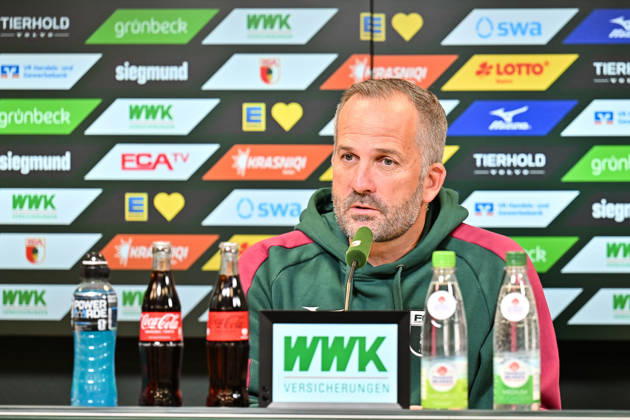FC Augsburg Press Conference, October 8, 2026, AUGSBURG, GERMANY. Pictured: Manuel BAUM, FC Augsburg coach, at the press conference ahead of the Bundesliga match against FC Bayern. Copyright: xBEAUTIFULxSPORTS Goldbergx