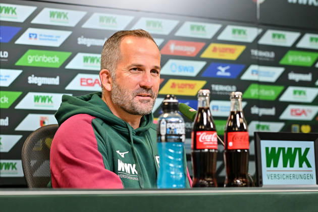 FC Augsburg Press Conference, October 8, 2026, AUGSBURG, GERMANY. Pictured: Manuel BAUM, FC Augsburg coach, at the press conference ahead of the Bundesliga match against FC Bayern. Copyright: xBEAUTIFULxSPORTS Goldbergx