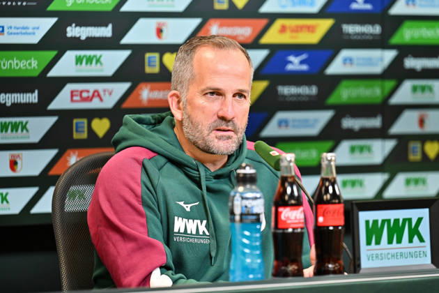 FC Augsburg Press Conference, October 8, 2026, AUGSBURG, GERMANY. Pictured: Manuel BAUM, FC Augsburg coach, at the press conference ahead of the Bundesliga match against FC Bayern. Copyright: xBEAUTIFULxSPORTS Goldbergx