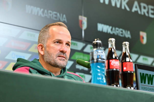 FC Augsburg Press Conference, October 8, 2026, AUGSBURG, GERMANY. Pictured: Manuel BAUM, FC Augsburg coach, at the press conference ahead of the Bundesliga match against FC Bayern. Copyright: xBEAUTIFULxSPORTS Goldbergx