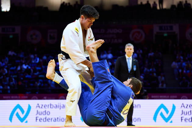 (Top-Bottom) Sanshiro Murao (JPN), Majdov Nemanja (SRB), OCTOBER 8, 2026 -Judo : World Judo Championships BAKU2026 Mens -90kgQuarter-final match at National Gymnastics Arena in Baku, Azerbaijan.  aflo_354298641 KenxAsakurax