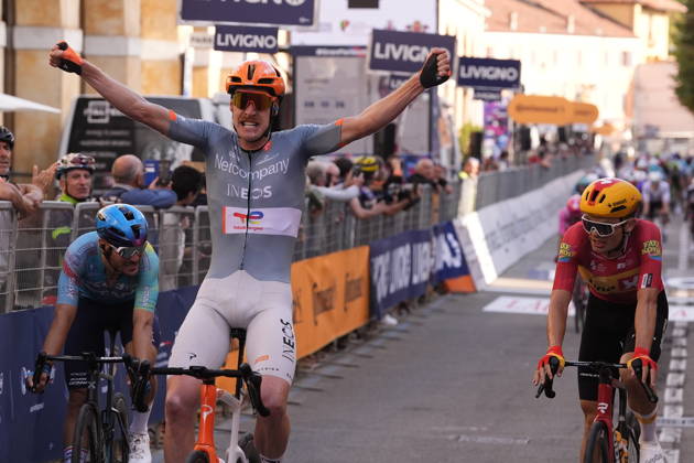 France s Dorian Godon of Netcompany INEOS stage winner during the 110th edition of the Gran Piemonte 2026 a 185 km one day race from Asti to Bra on October 08, 2026, Italy.  Copyright: xLaPresse FabioxFerrarix