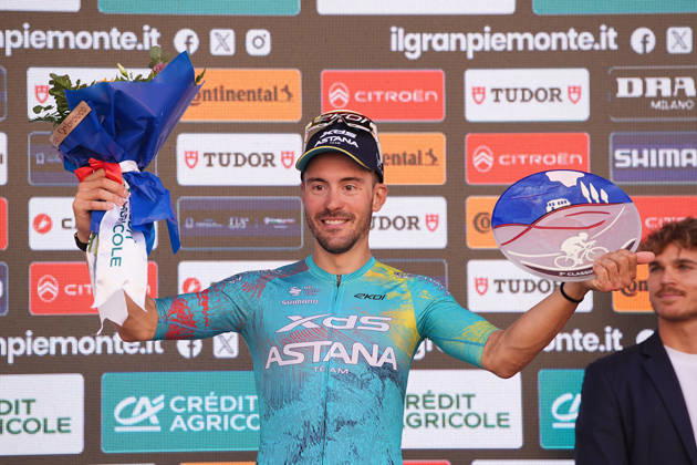 third place Italy s Alberto Bettiol of XDS Astana Team on the podium after the 110th edition of the Gran Piemonte 2026 a 185 km one day race from Asti to Bra on October 08, 2026, Italy.  Copyright: xMarcoxAlpozzi LaPressex