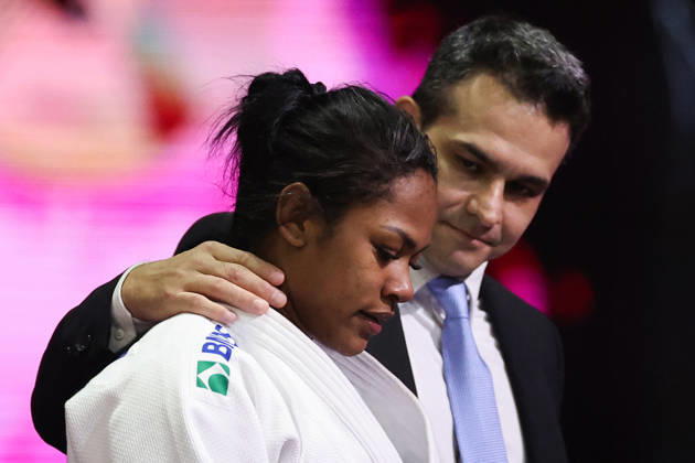 AZERBAIJAN, BAKU - OCTOBER 8, 2026: Nauana Silva (L) of Brazil is pictured after a -70 kg bout against Giovanna Scoccimarro of Germany as part of the 2026 World Judo Championships at the National Gymnastics Arena 2026 World Judo Championships In Baku  - ZUMAt113 20261008_zaa_t113_455 Copyright: xMikhailxSinitsynx