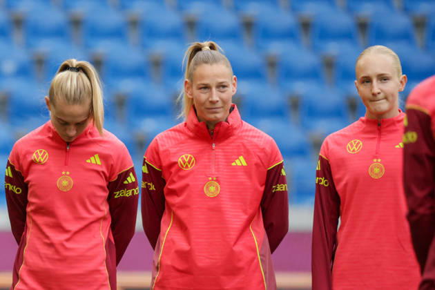 October 8, 2026, xgrfx, DFB Soccer Media Events, German Women s National Team Press Conference and Final Training Session featuring Janina Minge, Sarai Linder, and Luzie Zähringer, German Women s National Team, Karlsruhe