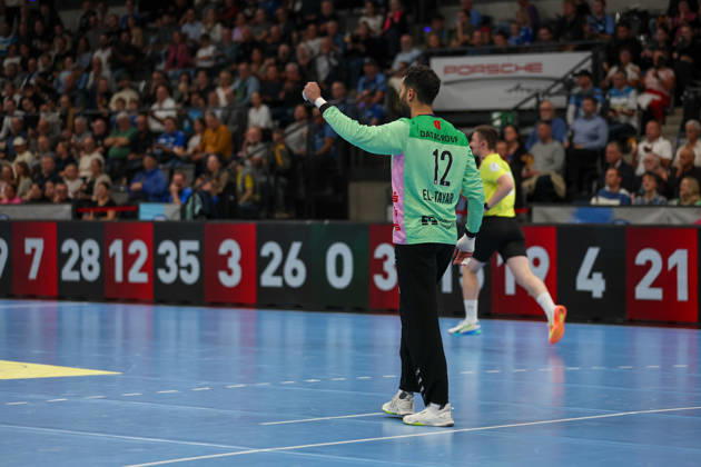 Mohamed El Tayar, TVB Stuttgart, No. 12, looks forward to the GER match: TVB Stuttgart vs. HSG Wetzlar, Handball, Opel Handball Bundesliga, Matchday 8, 2026–2027 season, October 8, 2026 GER, TVB Stuttgart vs. HSG Wetzlar, Handball, Opel Handball Bundesliga, Matchday 8, 2026–2027 season, October 8, 2026 Stuttgart Copyright: xEibner-Pressefoto SoerenxHerwegx EP_SHG