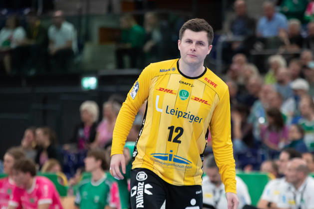 Handball, HBL2: SC DHfK Leipzig vs. TuS N Lübbecke, October 8, 2026; Goalkeeper Anadin Suljakovic 12, SC DHfK Leipzig Handball, 2nd Bundesliga, 2026–2027 season, Matchday 7: SC DHfK Leipzig vs. TuS N Lübbecke on October 8, 2026, at the Quarterback Immobilien Arena Leipzig Copyright: xBEAUTIFULxSPORTS JanxKaeferx