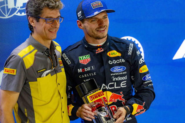 RECORD DATE NOT STATED 9th October 2026; Marina Bay, Singapore; Formula 1, Singapore Grand Prix, Free Practice and Sprint Qualifying Day; Max Verstappen (3) of Netherlands and Oracle Red Bull Racing after qualifying StephenxBlackberry