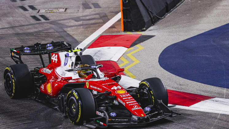 October 9, 2026, Singapore, Kaohsiung City, Singapore: LEWIS HAMILTON of Scuderia Ferrari qualifies sixth during Sprint Qualifying of the 2026 Formula 1 Singapore Grand Prix at Marina Bay Street Circuit in Singapore. Singapore Singapore - ZUMAh201 20261009_zsp_h201_028 Copyright: xYichinxHoux