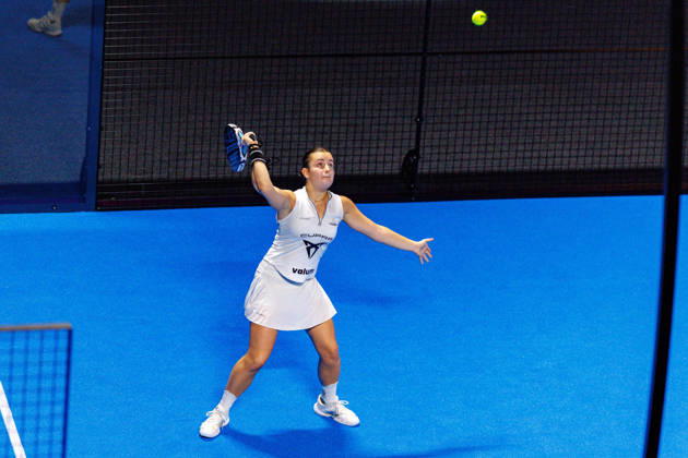 DÜSSELDORF, GERMANY - 10 OCTOBER 2026: Image shows Martina Calvo (ESP) during CUPRA Germany Premier Padel P2 2026 Day 7: Semifinals at CASTELLO Düsseldorf on 10 10 2026 in Düsseldorf, Germany. Germany Copyright: xFröhlichxPascalx