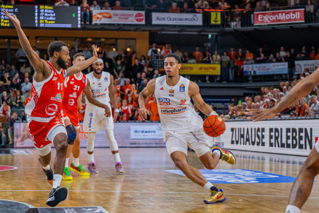 1st Basketball Bundesliga, easyCredit BBL, 2026–2027 Season, Men s Division, Regular Season, Matchday 5, October 10, 2026, RASTA Vechta vs. ratiopharm Ulm, Jaylen Sims 30, ratiopharm Ulm in action, Vechta, RASTA Dome, Lower Saxony, Germany