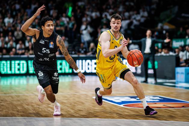 Jonas Mattisseck of Alba Berlin goes head-to-head with Eli Brooks of the Gladiators Trier, Action: Vet Concept Gladiators Trier vs. Alba Berlin, Basketball, easyCredit BBL, Matchday 5, 2026–2027 Season, October 10, 2026, Vet Concept Gladiators Trier vs. Alba Berlin, Basketball, easyCredit BBL, Matchday 5, 2026–2027 season, October 10, 2026 Copyright: xEibnerxPressefotox EP_ANS