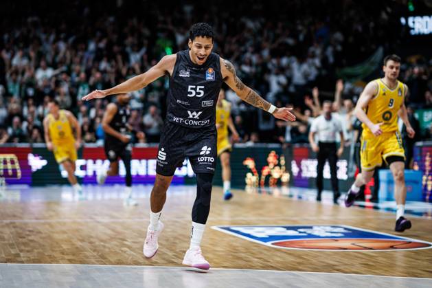 Eli Brooks, Gladiators Trier celebrate; cheers, joy, excitement. Vet Concept Gladiators Trier vs. Alba Berlin, basketball, easyCredit BBL, Matchday 5, 2026–2027 season, October 10, 2026 Vet Concept Gladiators Trier vs. Alba Berlin, basketball, easyCredit BBL, Matchday 5, 2026–2027 season, October 10, 2026 Copyright: xEibnerxPressefotox EP_ANS