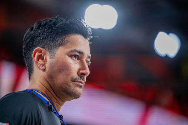 1 Basketball Bundesliga, easyCredit BBL, 2026–2027 Season, Men s Division, Regular Season, Matchday 5, October 10, 2026, RASTA Vechta vs. ratiopharm Ulm; The referees during the game at the RASTA Dome in Vechta, Lower Saxony, Germany