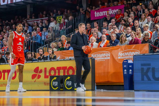 1st Basketball Bundesliga, easyCredit BBL, 2026–2027 Season, Men s Division, Regular Season, Matchday 5, October 10, 2026, RASTA Vechta, ratiopharm Ulm, Christian Held, Head Coach of RASTA Vechta, during the game at the RASTA Dome in Vechta, Lower Saxony, Germany