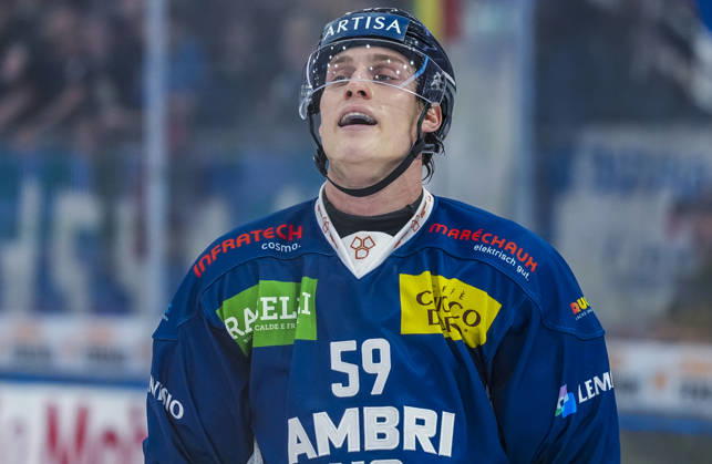 October 10, 2026, Quinto, Gottardo Arena, NL: HC Ambri Piotta vs. SC Bern 59 Dario Wuthrich Ambri Quinto Gottardo Arena Ticino Switzerland Copyright: xJustPictures.ch JarixPestelaccix jp-en-JaPe-JP6_JAr_NL_HCAP_SCBern_10Ott2026_000109