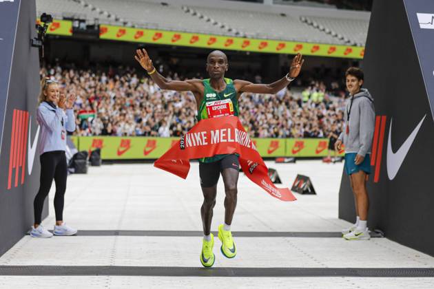 October 11, 2026, Melbourne, Victoria State, Australia: Eliud Kipchoge completes the Melbourne Marathon..The Nike Melbourne Marathon Festival brings together elite athletes, recreational runners and participants of different ages and abilities for a major running event in Melbourne. The 2026 festival is expected to attract approximately 66,000 participants across all events over two days, including 20,000 runners in the full marathon. The festival features multiple distances, with participants finishing inside the Melbourne Cricket Ground Melbourne Australia - ZUMAs197 20261011_aaa_s197_009 Copyright: xYexMyoxKhantx Melbourne Marathon Festival In Melbourne, Australia †11 Oct 2026 - ZUMA0869 0869138696st Copyright: xIMAGO YexMyoxKhantx