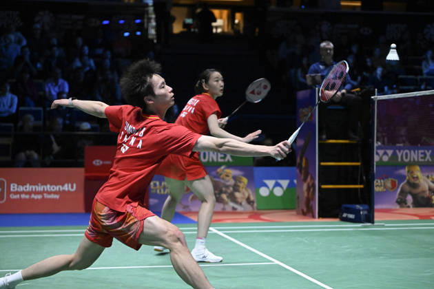 Wei Ya Xin (R) and Jiang Zhen Bang of China during mixed doubles final at the badminton Clash of Clans Arctic Open 2026 tournament in Vantaa, Finland, on October 11, 2026. - ANTTI AIMO-KOIVISTO Finland 0JBnB5RHPnk  Copyright: xAnttixAimo-Koivistox 0JBnB5RHPnk