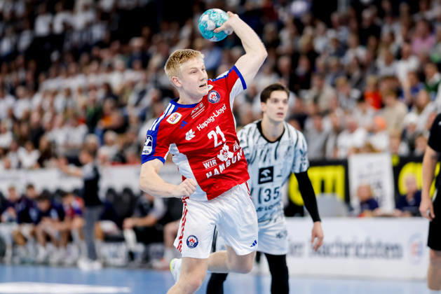 Kiel, October 11, 2026; Handball, 1st Bundesliga 2026–27, THW Kiel vs. Handball Club Hamburg; Frederik Bo Andersen, HC Hamburg, 21