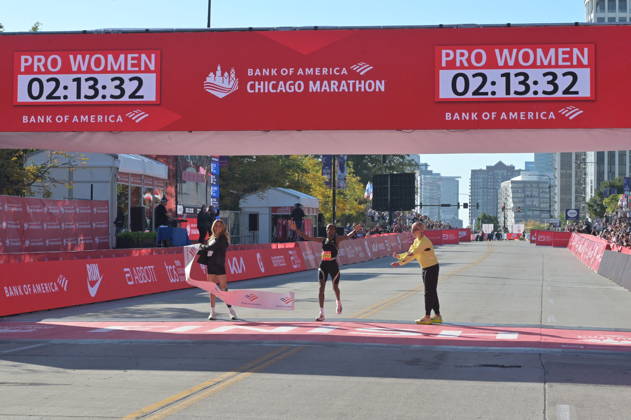 Chicago Marathon 2026 CHICAGO, ILLINOIS - OCTOBER 11: Ethiopian runner Hawi Feysa crosses the finish line to win the women s professional division at the 48th Bank of America Chicago Marathon in Chicago, United States on October 11, 2026. Over 55,000 participants competed on the 26.2-mile course starting and finishing in Grant Park. Jacek Boczarski Anadolu Chicago United States. Editorial use only. Please get in touch for any other usage.  Copyright: x2026xAnadoluxJacekxBoczarskix