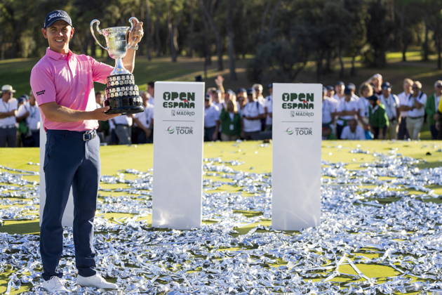 Spanish Open golf tournament - Day 4 Grant Forrest of Scotland poses with the trophy after winning the Spanish Open golf tournament at the Real Club de Campo Villa in Madrid, Spain, 11 October 2026. Madrid Spain  Copyright: xSERGIOxPEREZx