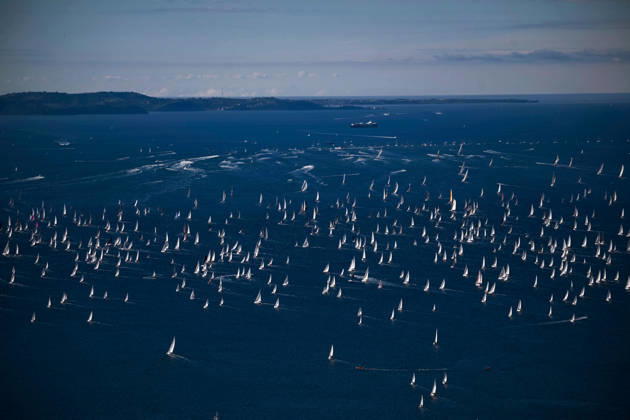 Barcolana 58 Regatta in Trieste TRIESTE, ITALY - OCTOBER 11: An aerial view shows hundreds of sailing boats compete in the Gulf of Trieste during the 58th Barcolana sailing regatta, on October 11, 2026 in Trieste, Italy. A total of 1,885 professional and amateur boats competed in the event, described as the world s largest sailing competition. Furio Benussi won the Barcolana Autumn Cup aboard ARCA SGR with a time of 1 hour, 5 minutes and 9 seconds. Valeria Ferraro Anadolu Trieste Italy. Editorial use only. Please get in touch for any other usage.  Copyright: x2026xAnadoluxValeriaxFerrarox
