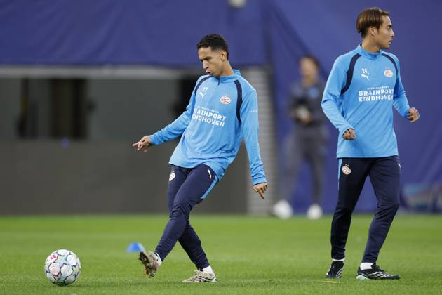 LEIPZIG - (LR) Mauro Junior of PSV Eindhoven, Kodai Sano of PSV Eindhoven during a training session ahead of the UEFA Champions League match between RB Leipzig and PSV Eindhoven at the RB Arena on October 12, 2026 in Leipzig, Germany. MAURICE VAN STEEN ANP xVIxANPxSportx xxANPxIVx 572250664 originalFilename: 572250664.jpg