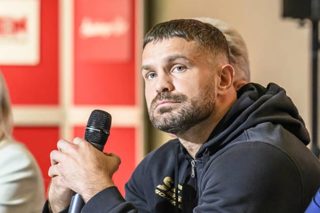 Pictured, from left: Roman Fress – WBO Intercontinental Champion, GER, Magdeburg, SES; first press conference ahead of the SES Boxing Gala on Saturday, November 14, 2026, at Messe Magdeburg, October 13, 2026, Copyright: HMBxMedia UwexKoch