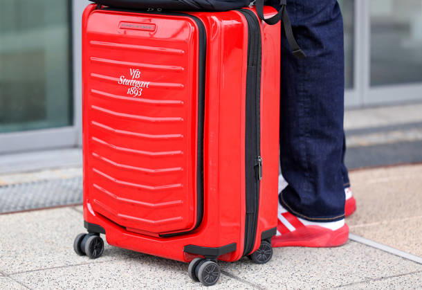 October 13, 2026, Stuttgart, Soccer, UEFA Champions League, 2026–2027 season, VfB Stuttgart flies to Bratislava, departure, VfB suitcases