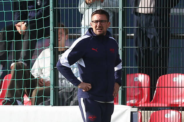 RB Leipzig U19 vs. PSV Eindhoven U19, UEFA Youth League, Leipzig, October 13, 2026, Cottaweg Training Center, Soccer, 2026–2027 Season, U19 Juniors, UEFA Youth League, Matchday 2, RB Leipzig U19 vs. PSV Eindhoven U19 1–6 (1–1), Pictured: Coach Mac Heidenmann of RB Leipzig, For editorial use only, UEFA regulations prohibit any use of photographs as image sequences and or quasi-video,