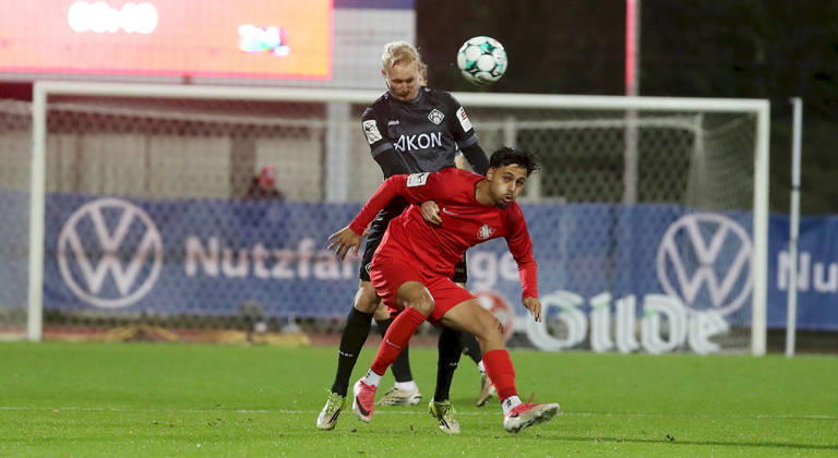 October 13, 2026, xfsx, Men s, Soccer, 2026–2027 Season, 3rd Division, Matchday 9: TSV Havelse vs. FC Würzburger Kickers; from left: Luke Hemmerich (FC Würzburger Kickers), Yusuf Wardak (TSV Havelse); Eilenriedestadion, Hanover, Lower Saxony, Germany